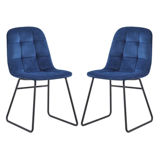 Lyster Sapphire Blue Velvet Dining Chairs In A Pair