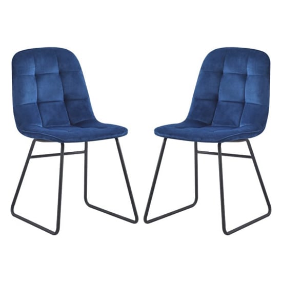 Read more about Lyster sapphire blue velvet dining chairs in a pair