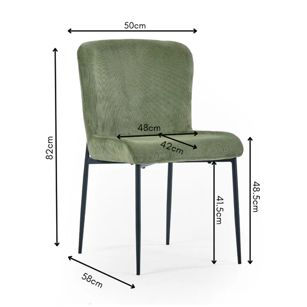 Luling Green Velvet Dining Chairs With Black Legs - Pair