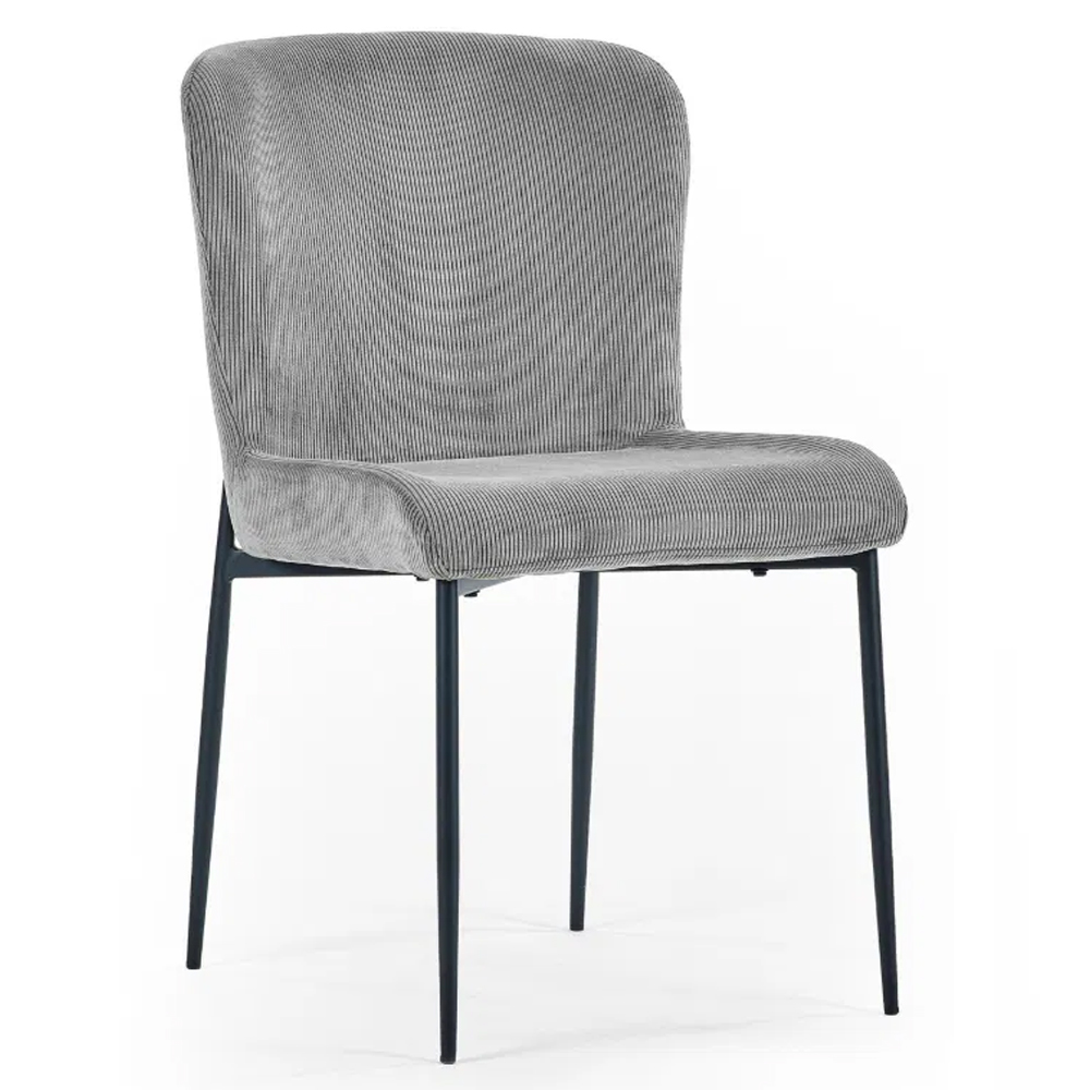 Luling Grey Velvet Dining Chairs With Black Legs - Pair