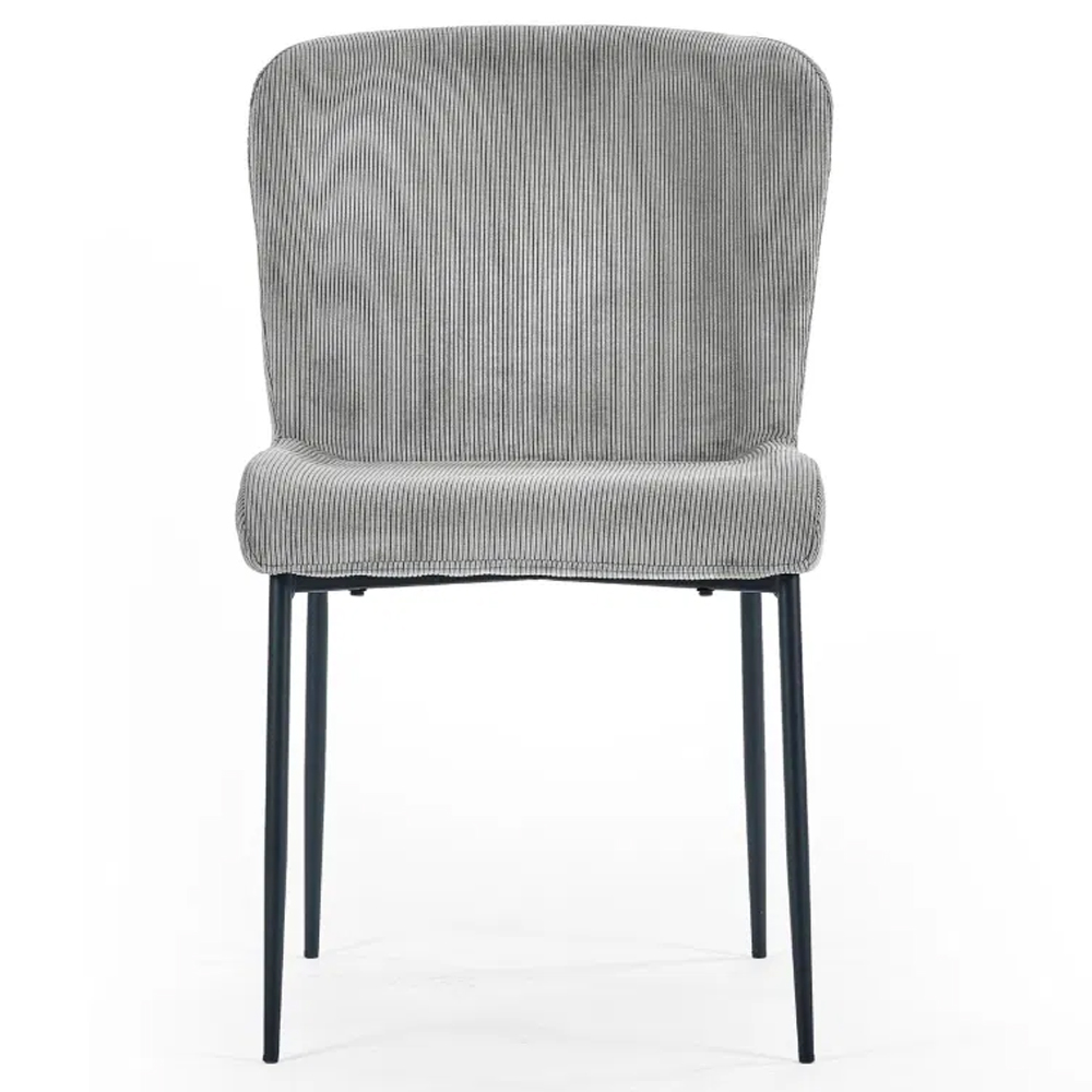 Luling Grey Velvet Dining Chairs With Black Legs - Pair