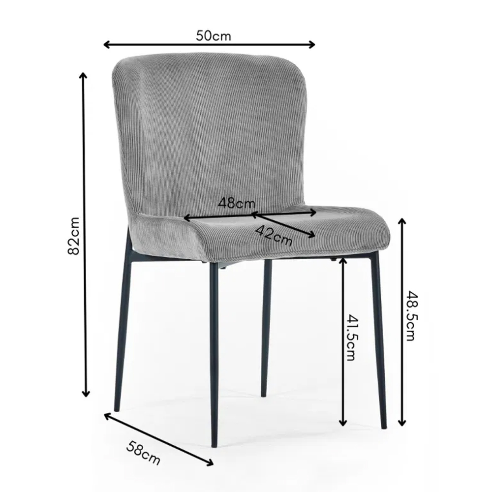 Luling Grey Velvet Dining Chairs With Black Legs - Pair