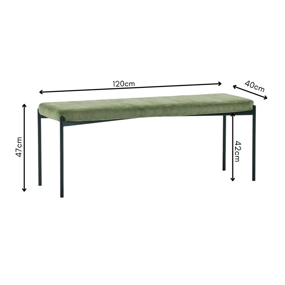 Luling Velvet Dining Bench - Green