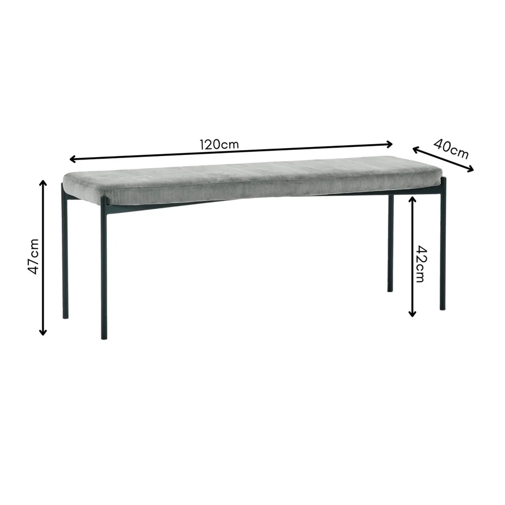 Luling Velvet Dining Bench - Grey