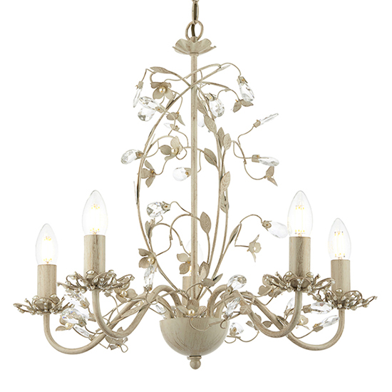 Lullaby 5 Lights Clear And Pearl Acrylic Pendant Light In Cream