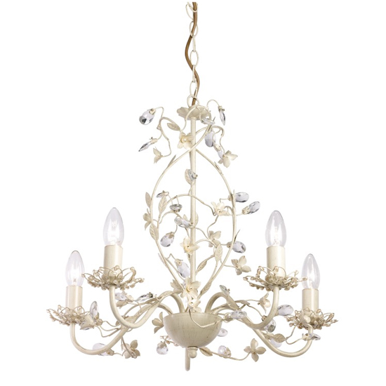Lullaby Wall Hung 5 Pendant Light In Brass And White