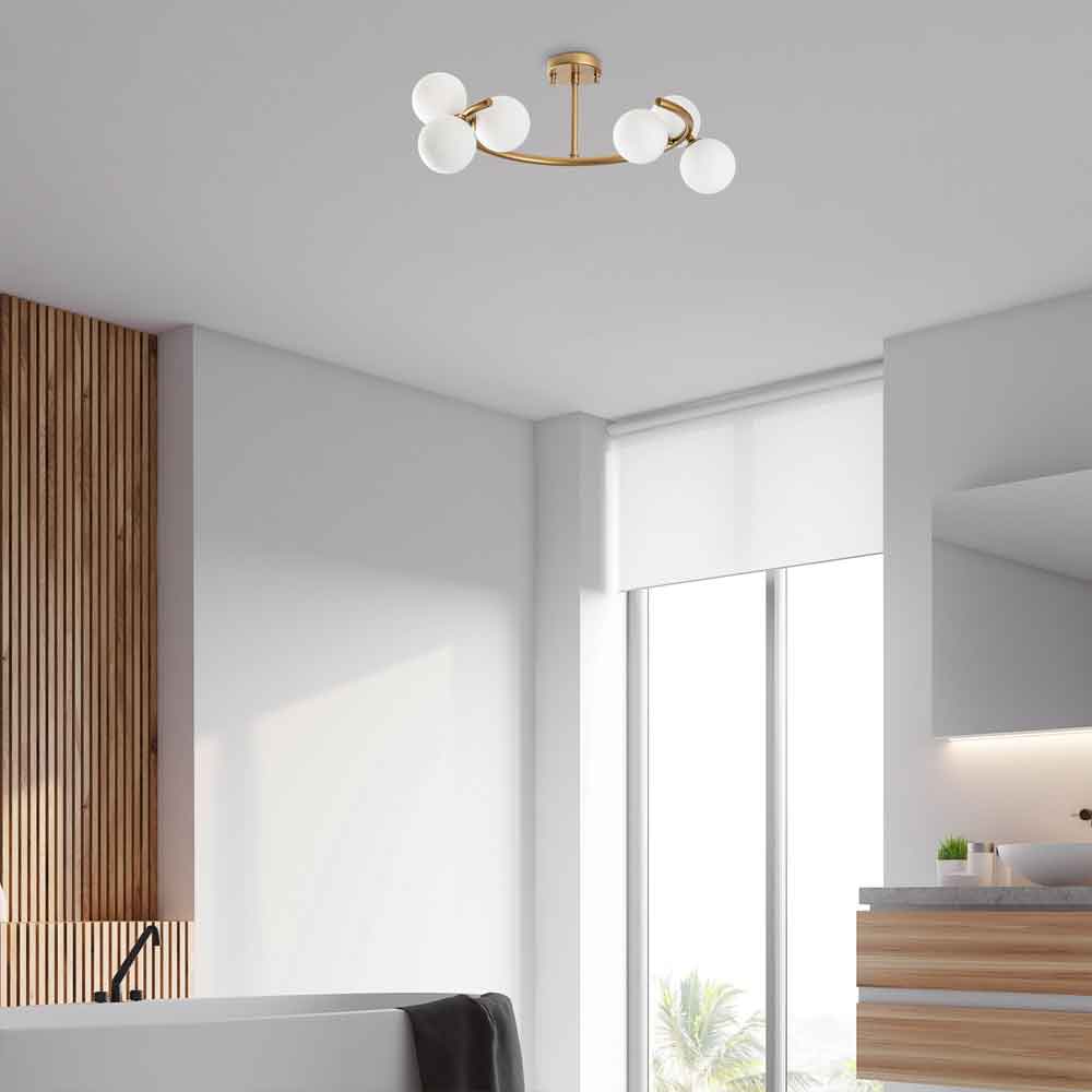 Luminar 6 Light Metal Ceiling Pendant Light in Gold and White