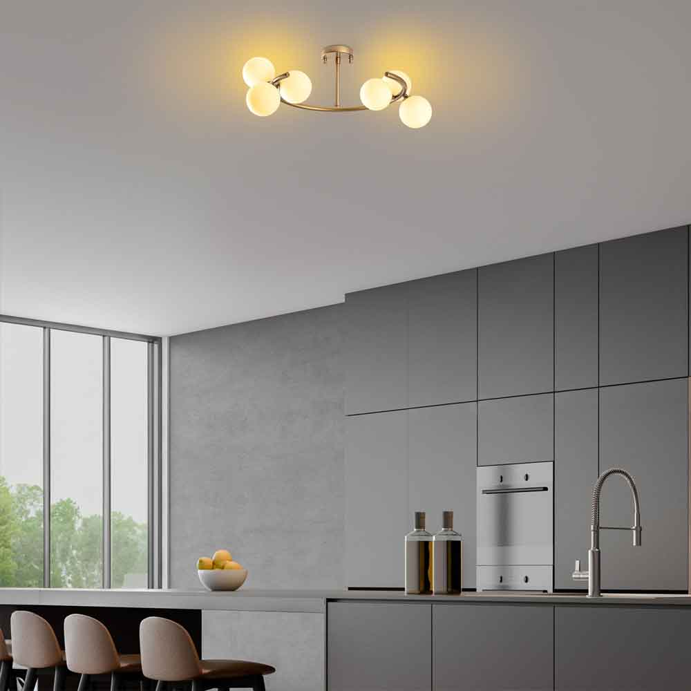 Luminar 6 Light Metal Ceiling Pendant Light in Gold and White