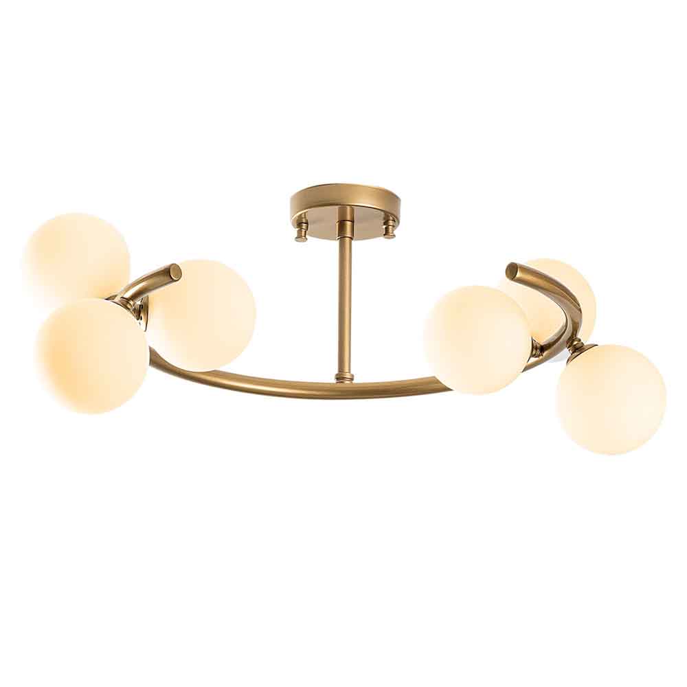 Luminar 6 Light Metal Ceiling Pendant Light in Gold and White