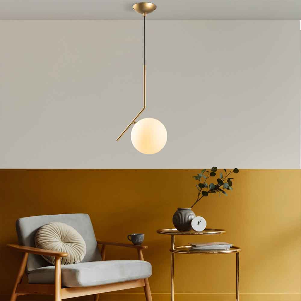 Luminar Metal Ceiling Pendant Light in Gold and White