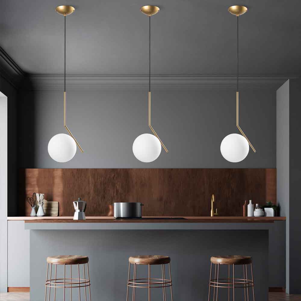 Luminar Metal Ceiling Pendant Light in Gold and White