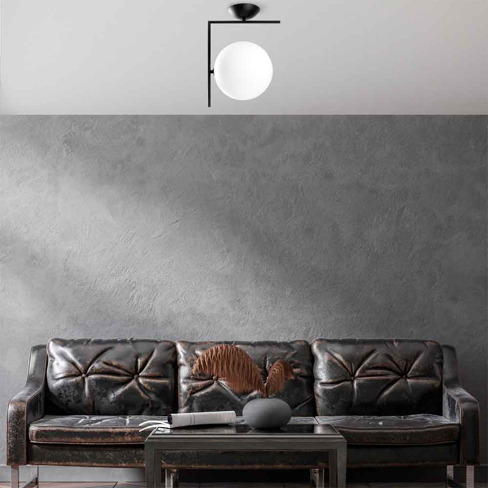Luminar Metal Semi-Flush Ceiling Light in Black and White
