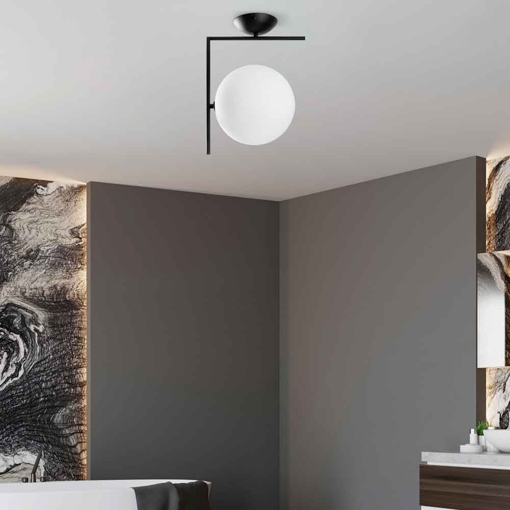 Luminar Metal Semi-Flush Ceiling Light in Black and White