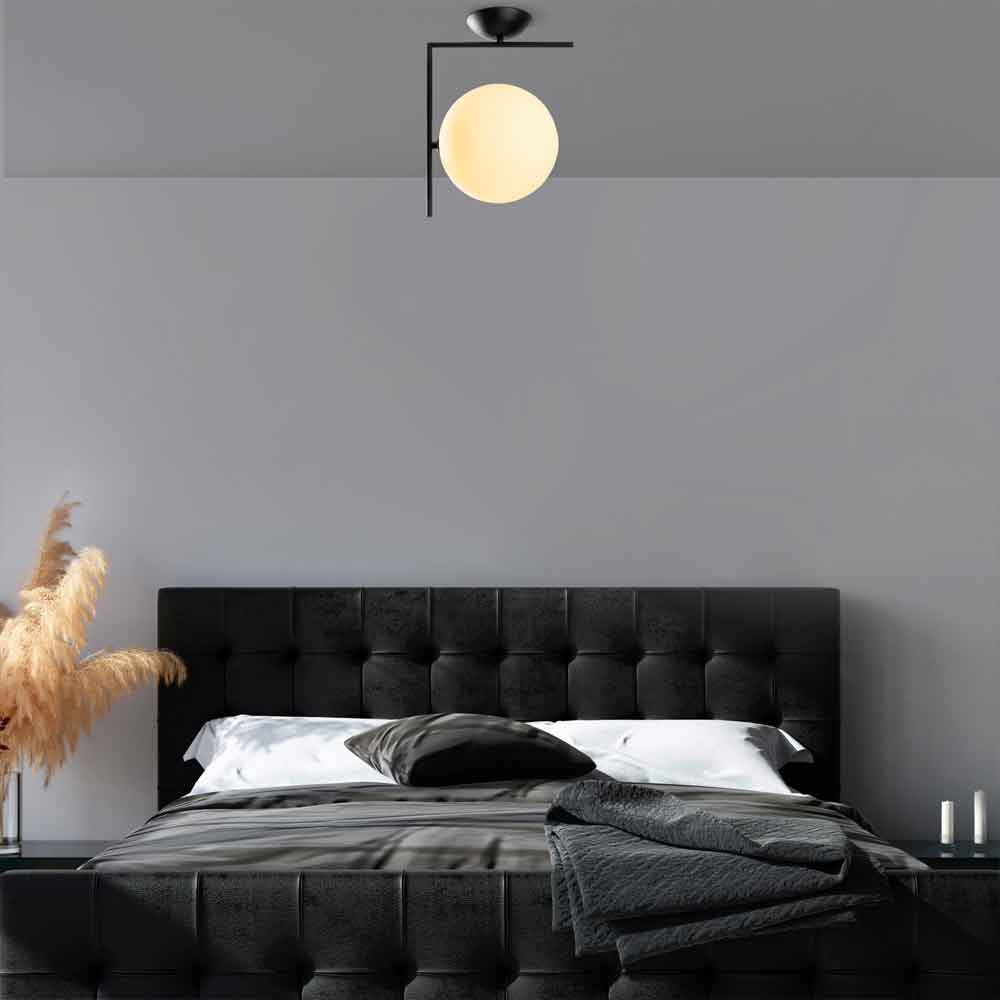 Luminar Metal Semi-Flush Ceiling Light in Black and White