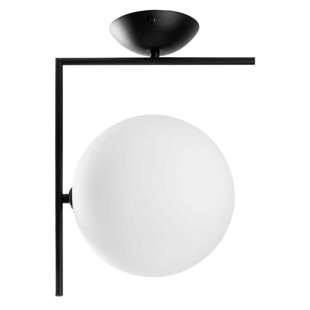 Luminar Metal Semi-Flush Ceiling Light in Black and White