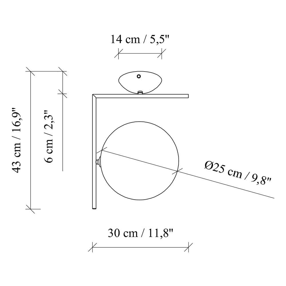 Luminar Metal Semi-Flush Ceiling Light in Black and White