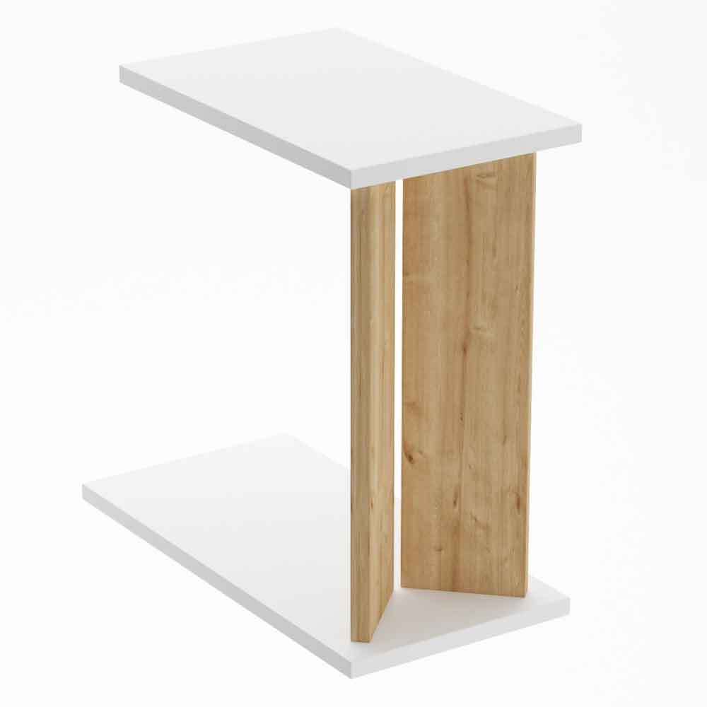 Lun Wooden Side Table in Sapphire Oak and White