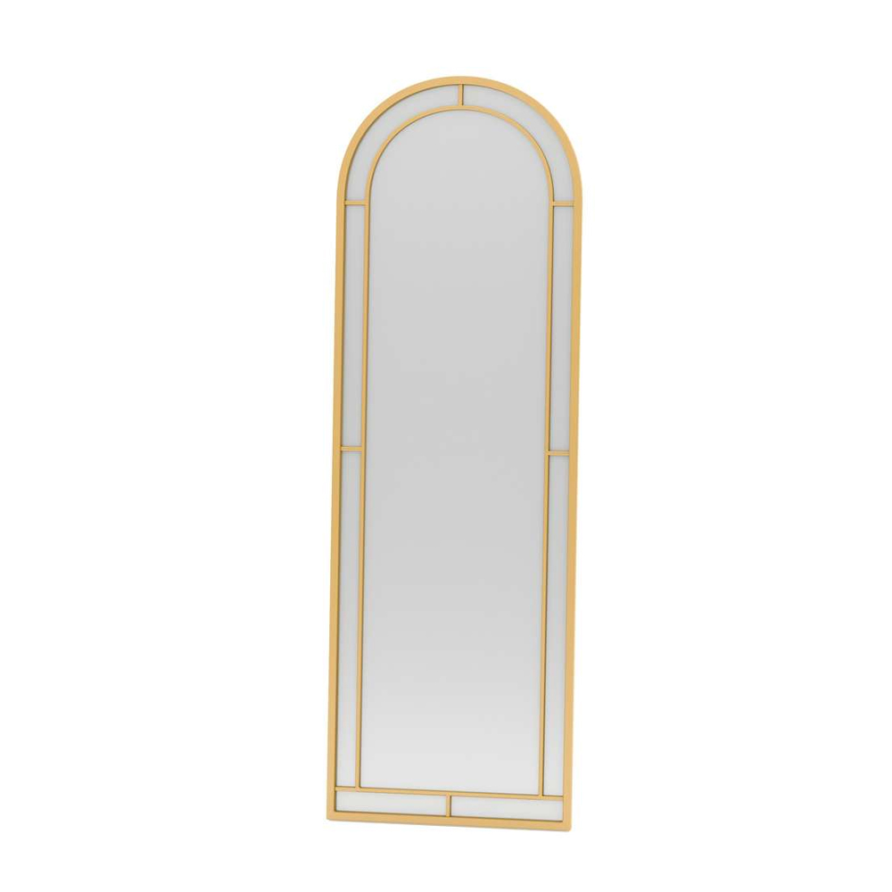 Luna Glass Cheval Mirror with Gold Metal Frame
