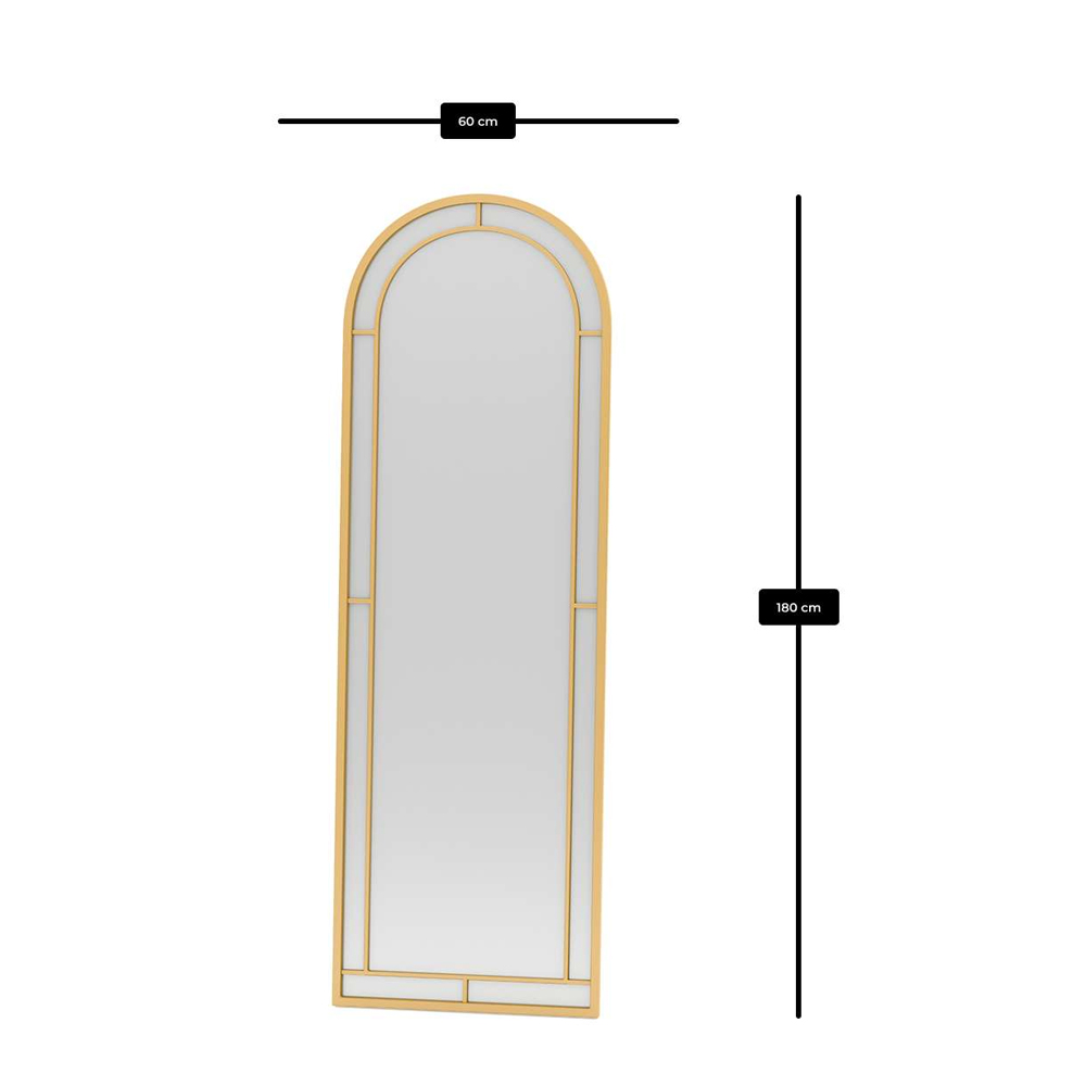 Luna Glass Cheval Mirror with Gold Metal Frame