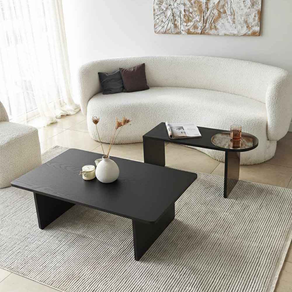 Luna Rectangular Wooden Nest of 2 Tables in Black