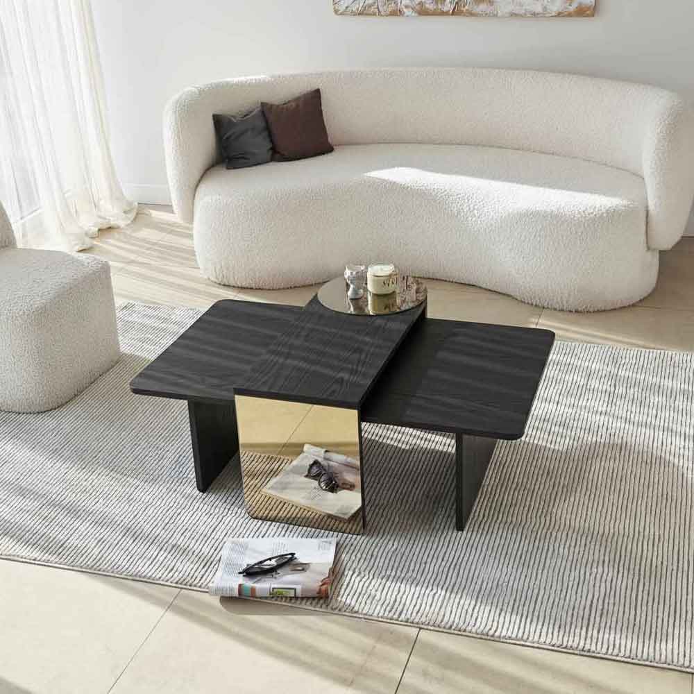 Luna Rectangular Wooden Nest of 2 Tables in Black