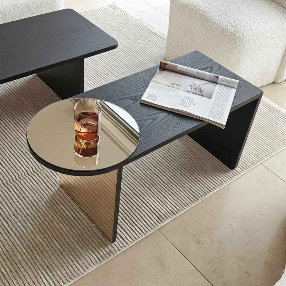Luna Rectangular Wooden Nest of 2 Tables in Black