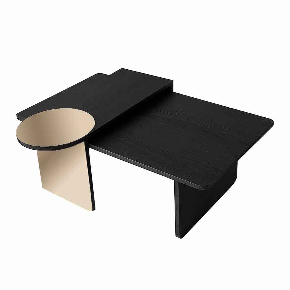 Luna Rectangular Wooden Nest of 2 Tables in Black