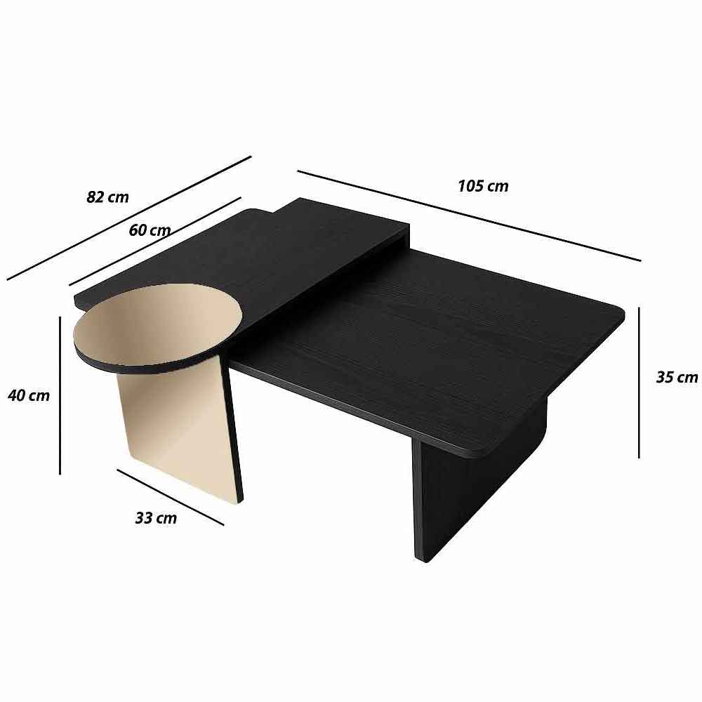 Luna Rectangular Wooden Nest of 2 Tables in Black