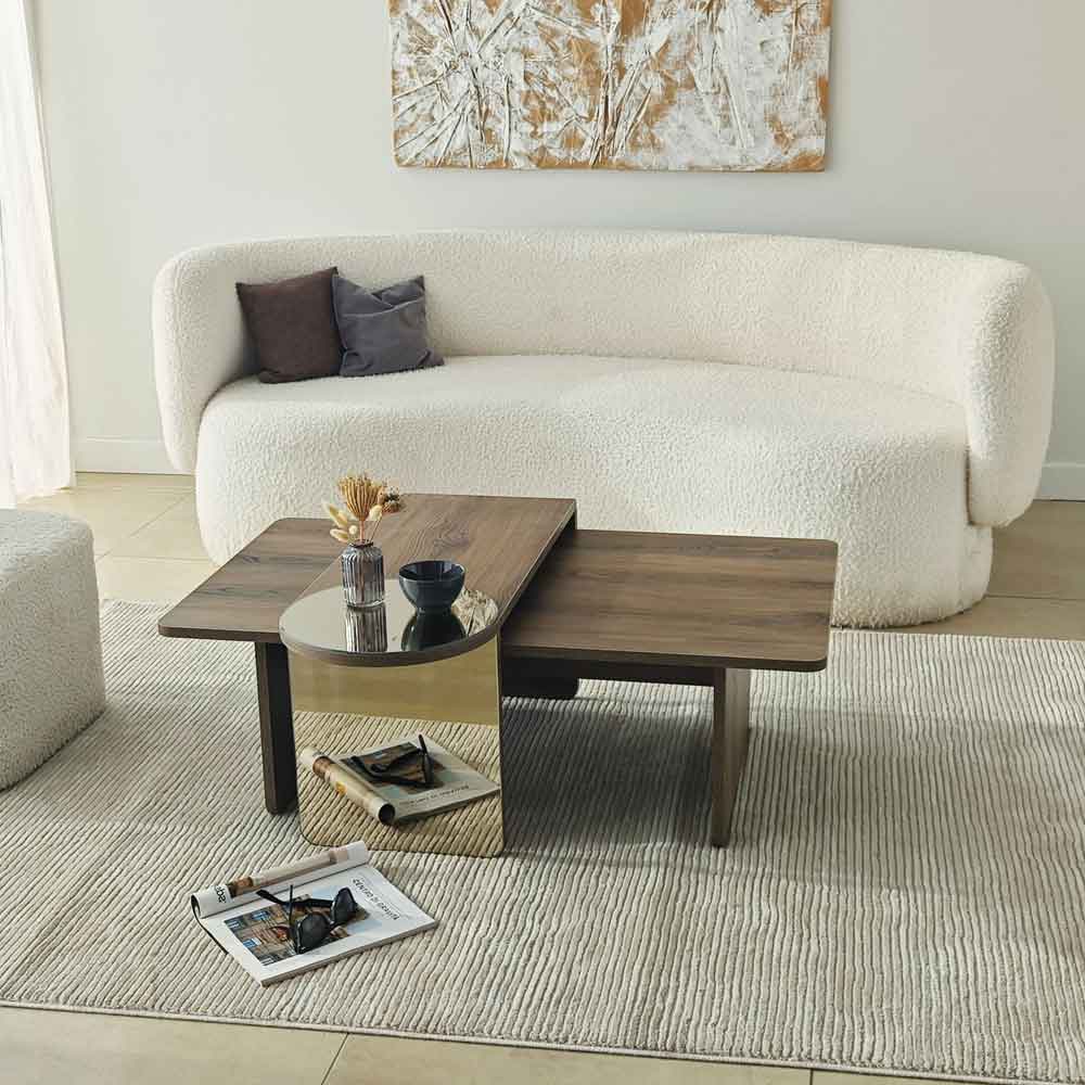 Luna Rectangular Wooden Nest of 2 Tables in Bronze and Walnut