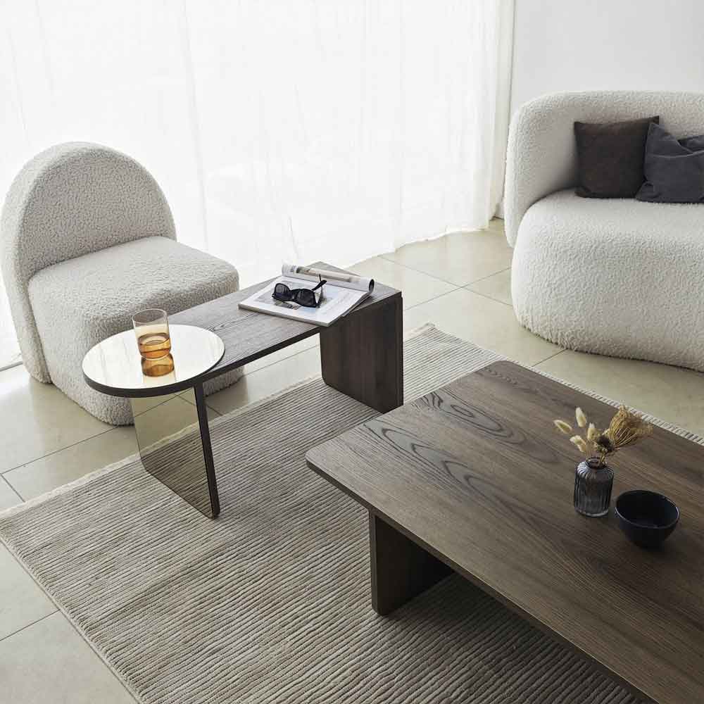 Luna Rectangular Wooden Nest of 2 Tables in Bronze and Walnut