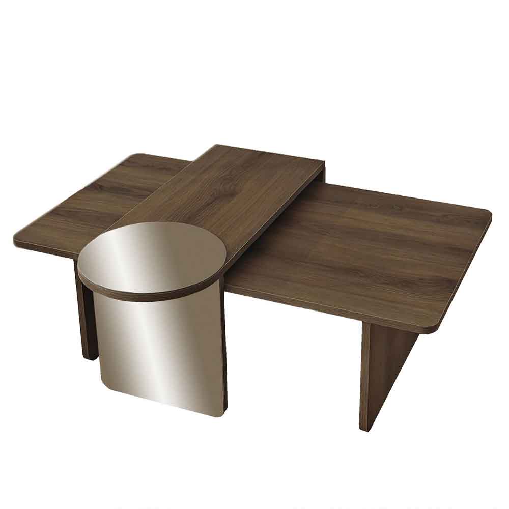 Luna Rectangular Wooden Nest of 2 Tables in Bronze and Walnut
