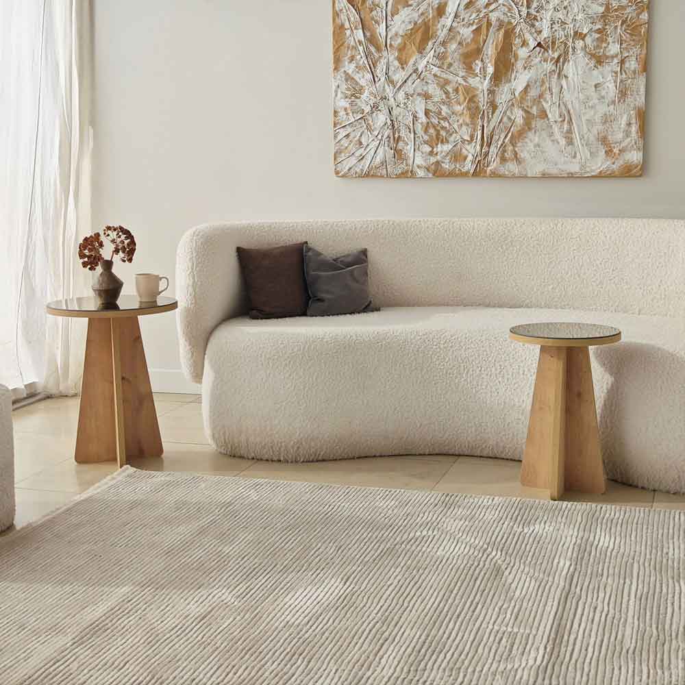 Luna Round Wooden Nest of 2 Side Tables in Bronze and Sapphire Oak