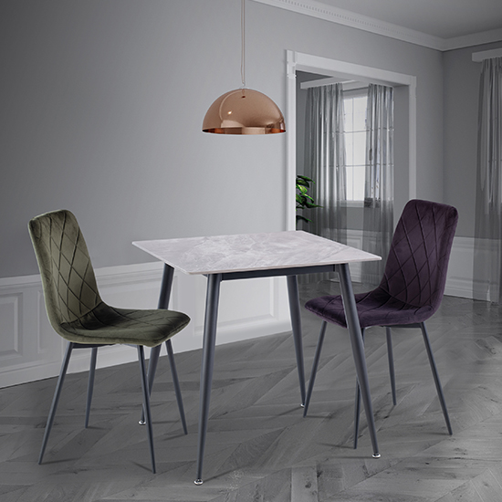 Luna Sintered Stone Dining Table Square In Rebecca Grey