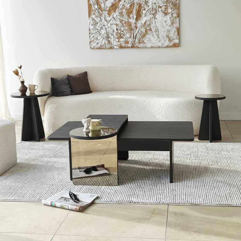Luna Wooden Nest of 4 Tables Set in Black