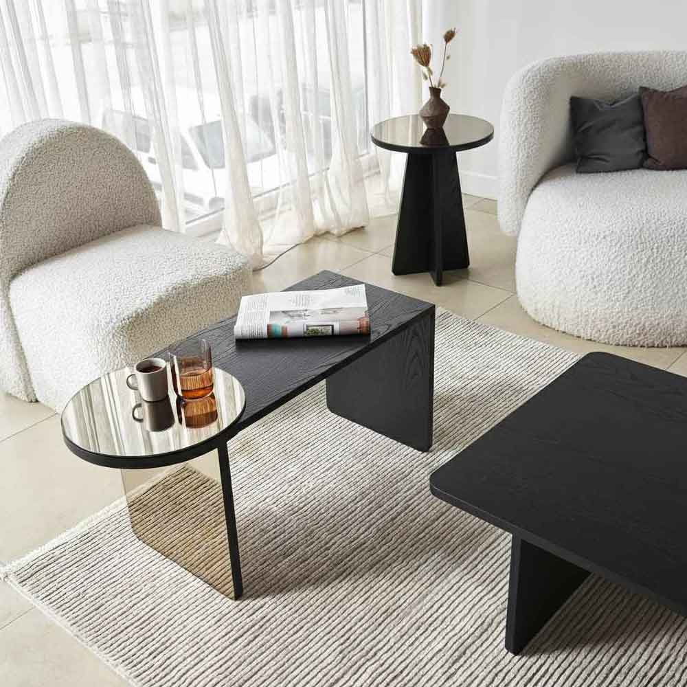 Luna Wooden Nest of 4 Tables Set in Black