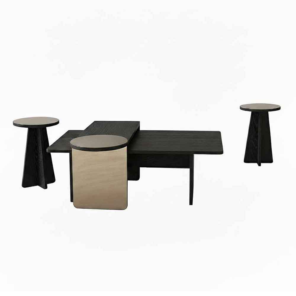 Luna Wooden Nest of 4 Tables Set in Black
