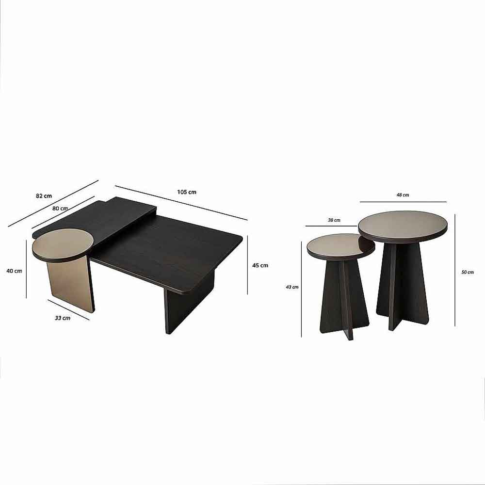 Luna Wooden Nest of 4 Tables Set in Black