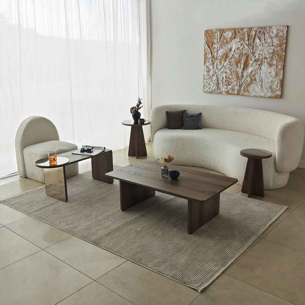 Luna Wooden Nest of 4 Tables Set in Bronze and Walnut
