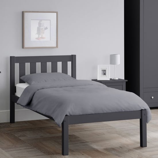 Product photograph of Lajita Wooden Single Bed In Anthracite from Furniture in Fashion