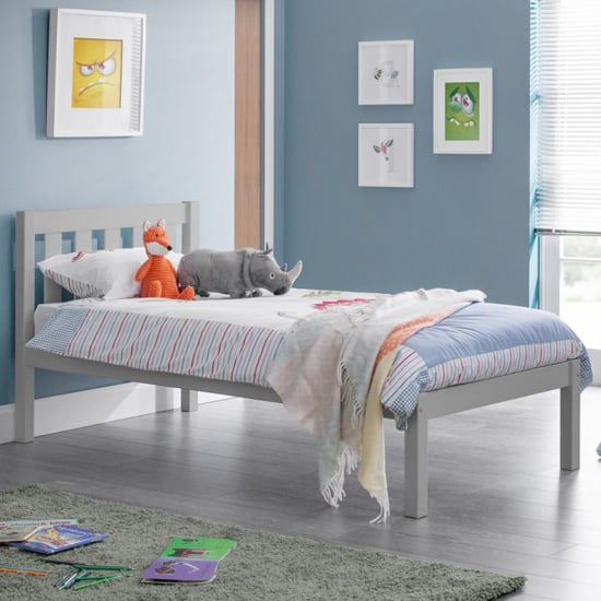 Read more about Lajita wooden single bed in dove grey