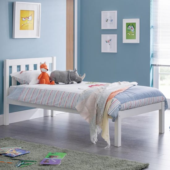 Read more about Lajita wooden single bed in surf white