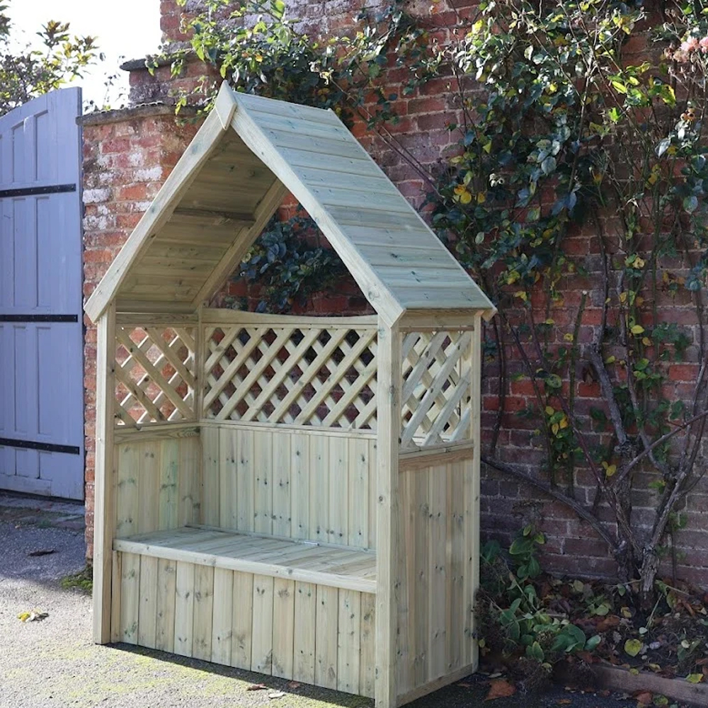 Lunaro Garden Wooden 3 Seater Arbour with Storage in Natural