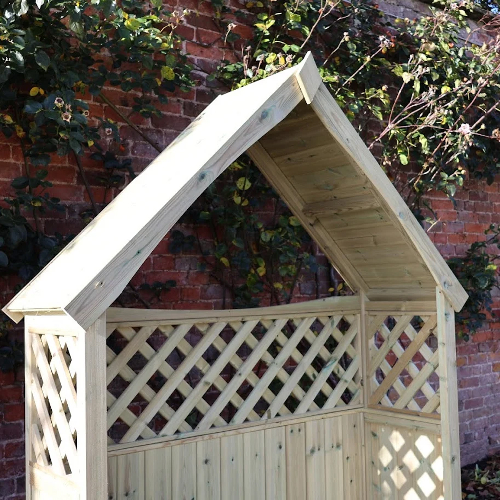 Lunaro Garden Wooden 3 Seater Arbour with Storage in Natural