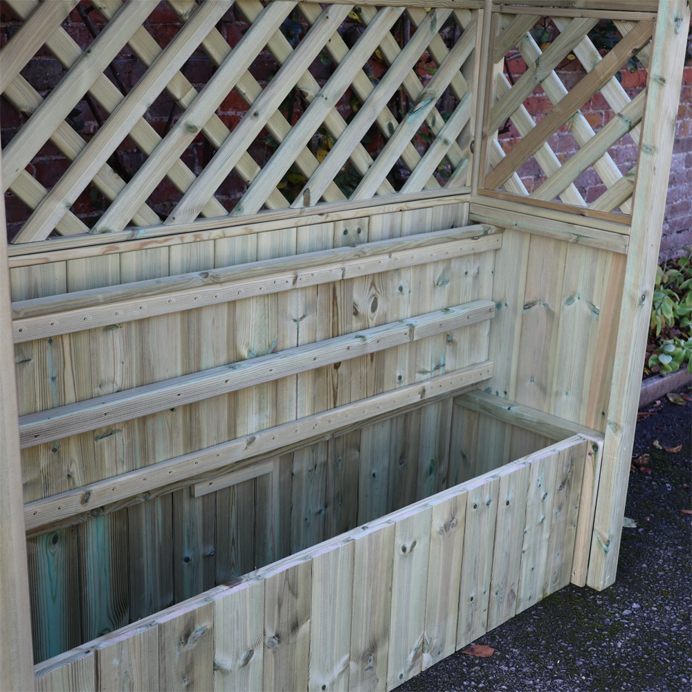 Lunaro Garden Wooden 3 Seater Arbour with Storage in Natural