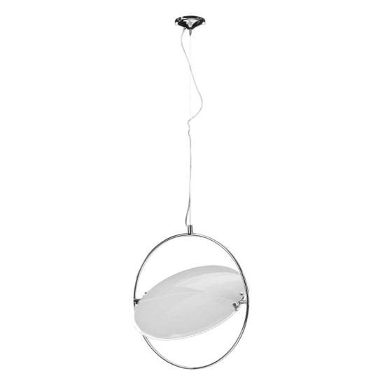 Photo of Lunarto large white glass shade pendant light in chrome