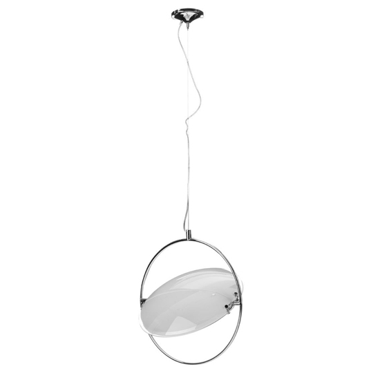 Photo of Lunarto small white glass shade pendant light in chrome