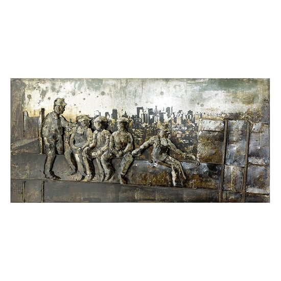 Read more about Lunch breaker picture metal wall art in beige