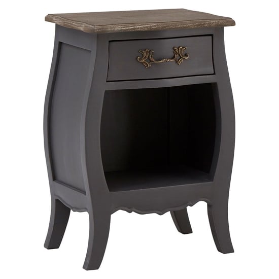Luria Wooden Bedside With 1 Drawer In Dark Grey Furniture in