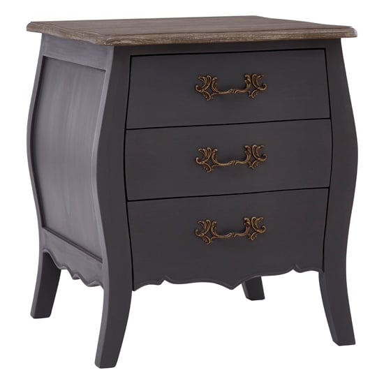 Luria Wooden Bedside With 3 Drawers In Dark Grey Furniture in