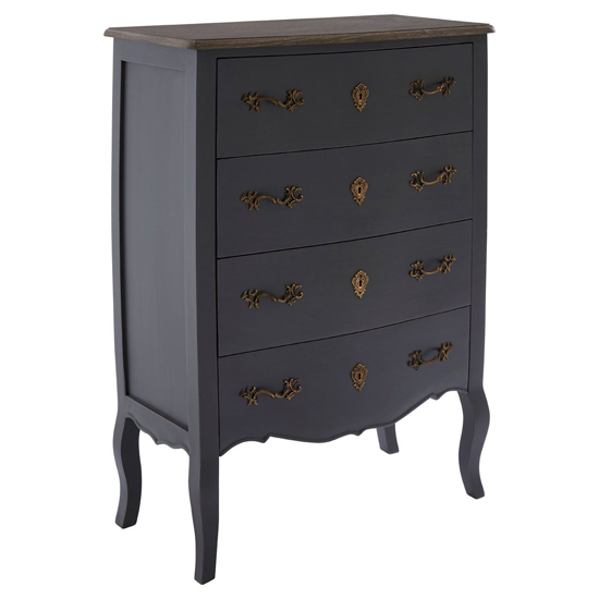 Photo of Luria wooden chest of 4 drawers in dark grey